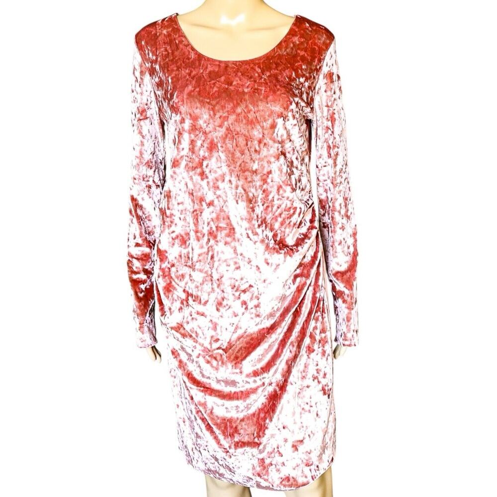 NWT Pink Blush Maternity Holiday Baby Shower Dress Crushed Velvet Size L